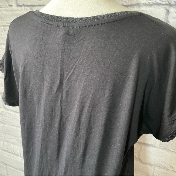 DESIGUAL boho Hindu abstract floral rhinestone front short sleeve top size small - Picture 8 of 11